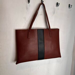 Vince Camuto Vegan Leather Tote Shoulder Bag Brown/Black